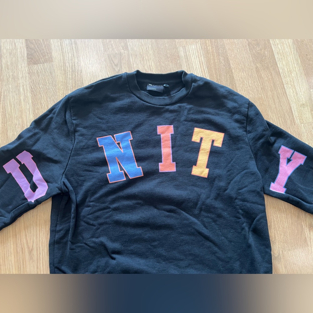 ASOS Black Sweatshirt with Multicolor Lettering “UNITY” - Picture 4 of 10